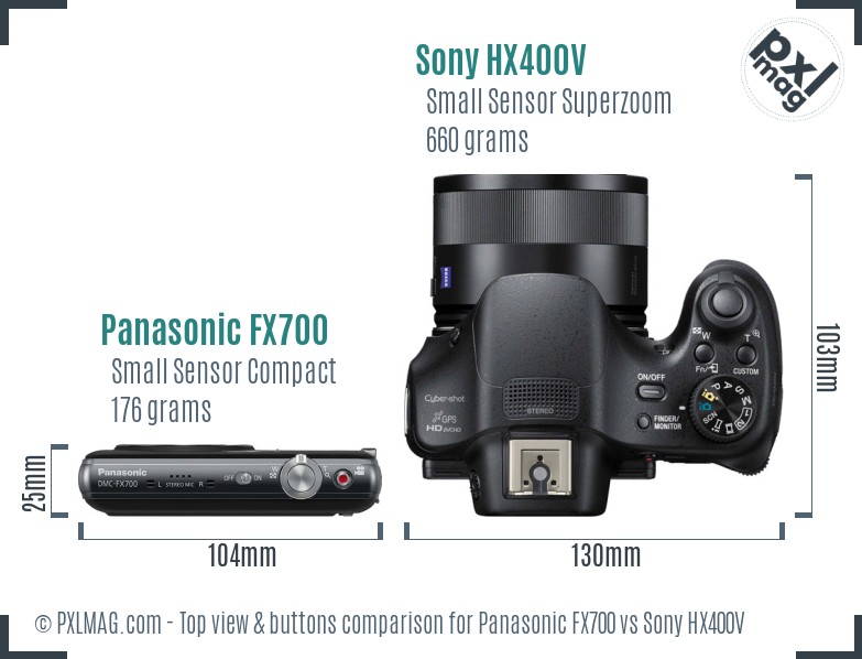 Panasonic FX700 vs Sony HX400V top view buttons comparison