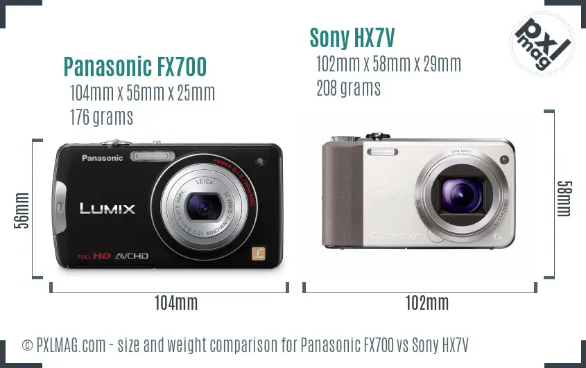 Panasonic FX700 vs Sony HX7V size comparison