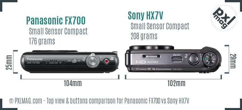 Panasonic FX700 vs Sony HX7V top view buttons comparison