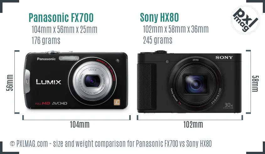 Panasonic FX700 vs Sony HX80 size comparison Panasonic FX700 vs Sony HX80 size comparison