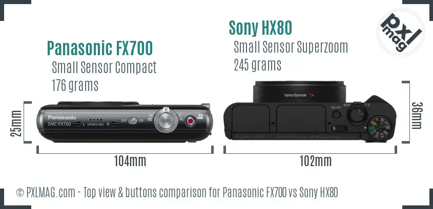 Panasonic FX700 vs Sony HX80 top view buttons comparison