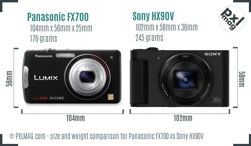 Panasonic FX700 vs Sony HX90V size comparison