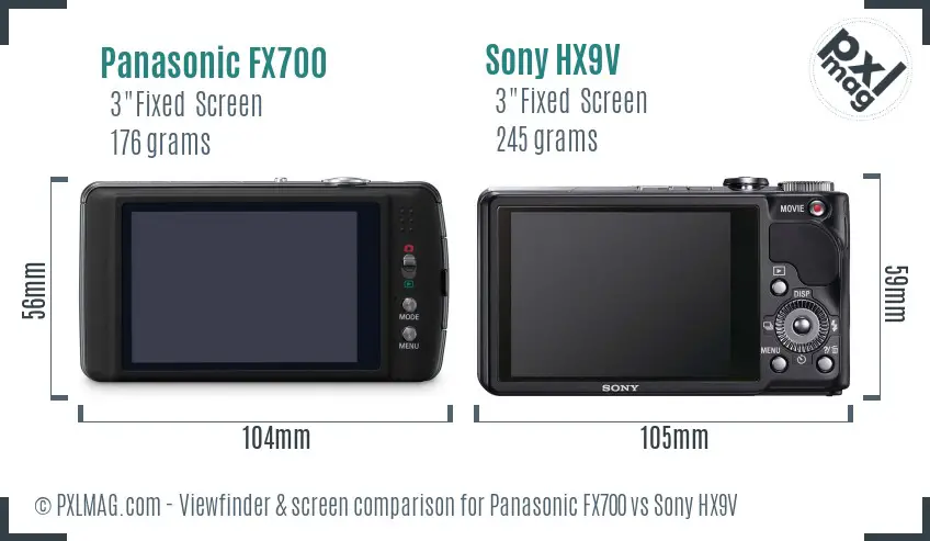 Panasonic FX700 vs Sony HX9V Screen and Viewfinder comparison