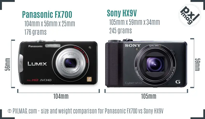 Panasonic FX700 vs Sony HX9V size comparison