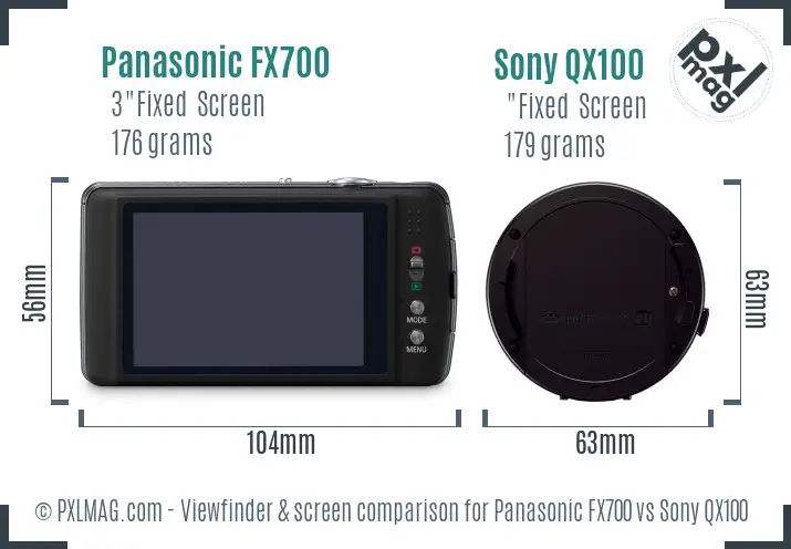 Panasonic FX700 vs Sony QX100 Screen and Viewfinder comparison