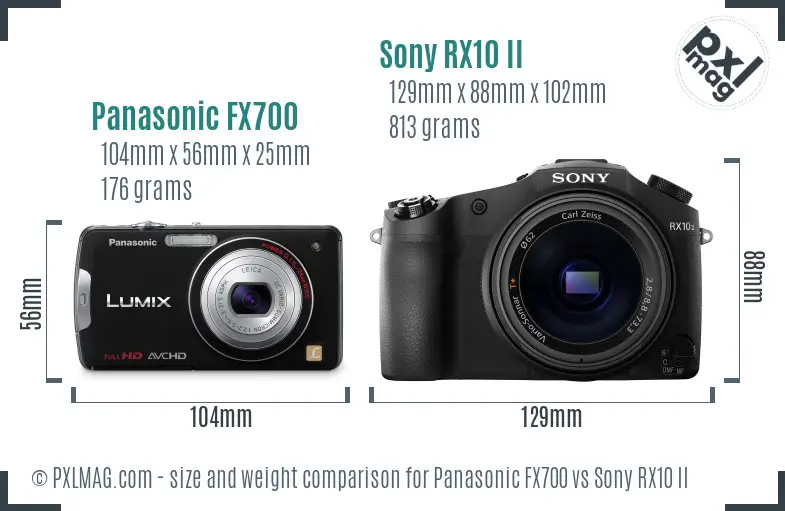 Panasonic FX700 vs Sony RX10 II size comparison