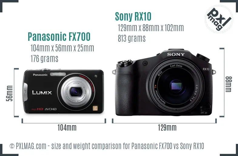 Panasonic FX700 vs Sony RX10 size comparison