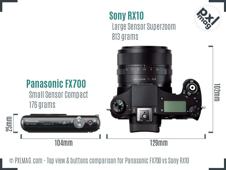 Panasonic FX700 vs Sony RX10 top view buttons comparison