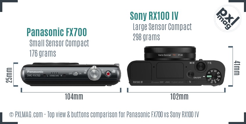 Panasonic FX700 vs Sony RX100 IV top view buttons comparison