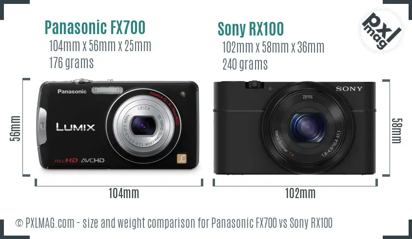 Panasonic FX700 vs Sony RX100 size comparison