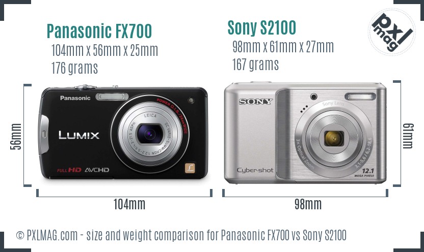 Panasonic FX700 vs Sony S2100 size comparison Panasonic FX700 vs Sony S2100 size comparison