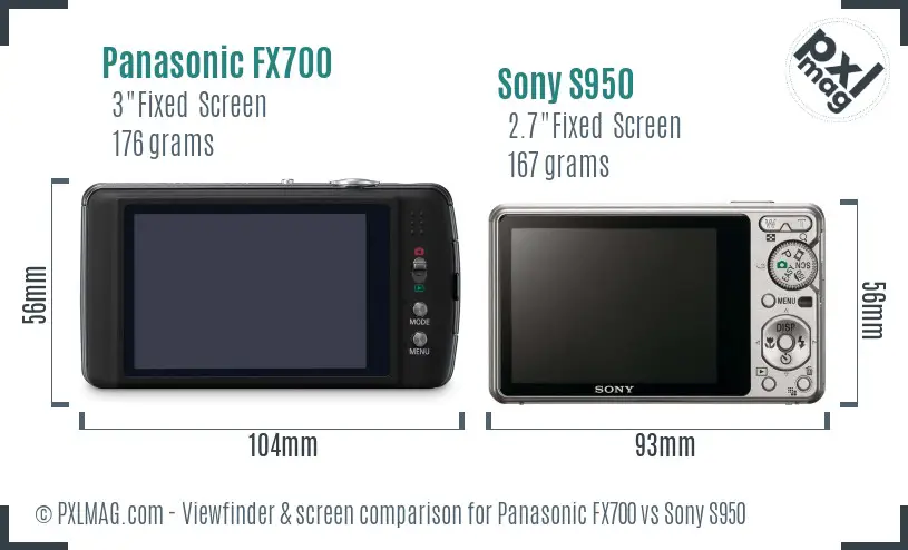 Panasonic FX700 vs Sony S950 Screen and Viewfinder comparison Panasonic FX700 vs Sony S950 Screen and Viewfinder comparison