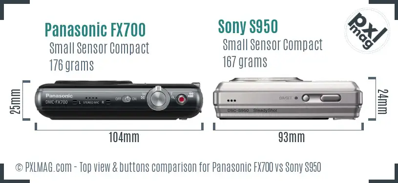 Panasonic FX700 vs Sony S950 top view buttons comparison Panasonic FX700 vs Sony S950 top view buttons comparison