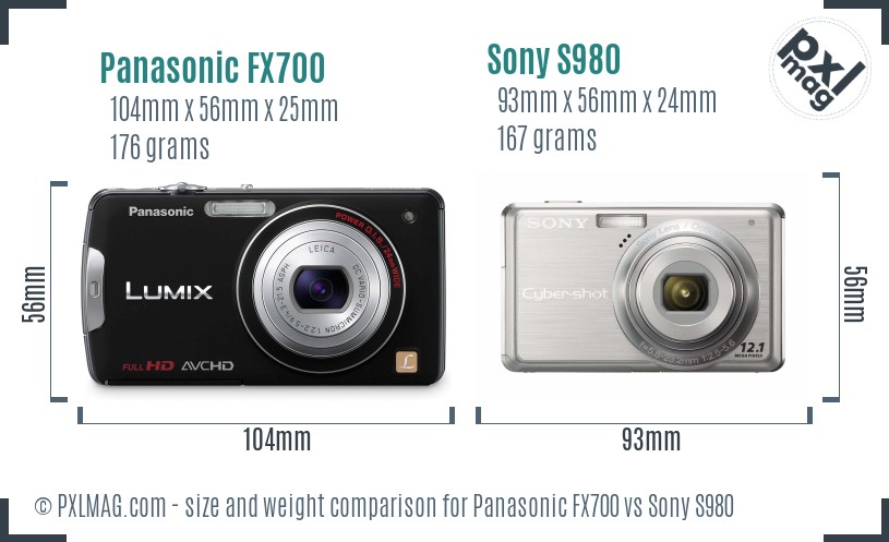 Panasonic FX700 vs Sony S980 size comparison Panasonic FX700 vs Sony S980 size comparison