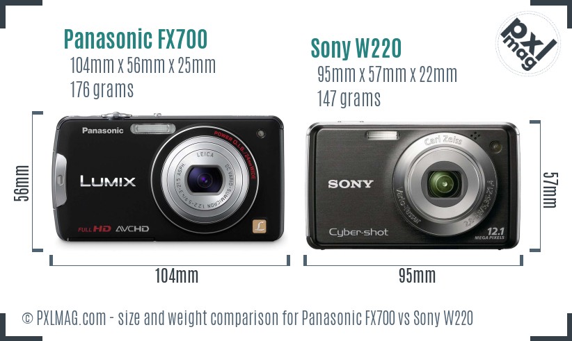Panasonic FX700 vs Sony W220 size comparison