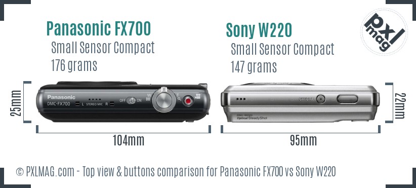 Panasonic FX700 vs Sony W220 top view buttons comparison
