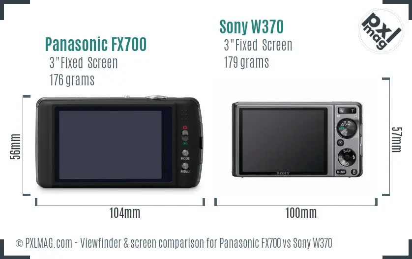 Panasonic FX700 vs Sony W370 Screen and Viewfinder comparison