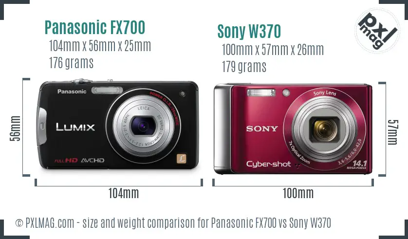 Panasonic FX700 vs Sony W370 size comparison