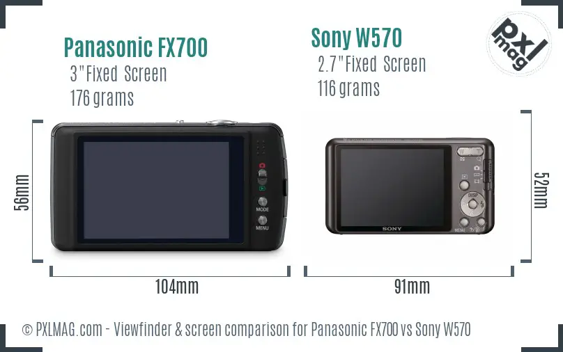 Panasonic FX700 vs Sony W570 Screen and Viewfinder comparison