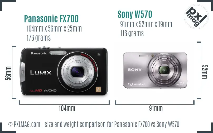 Panasonic FX700 vs Sony W570 size comparison