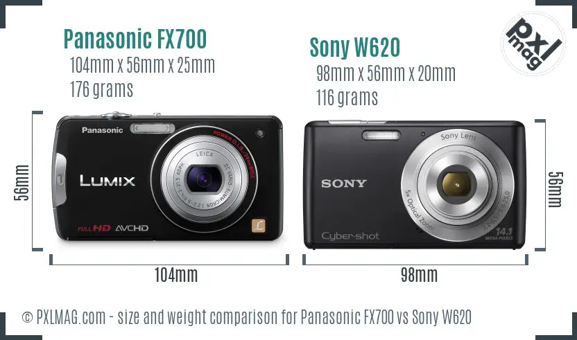 Panasonic FX700 vs Sony W620 size comparison