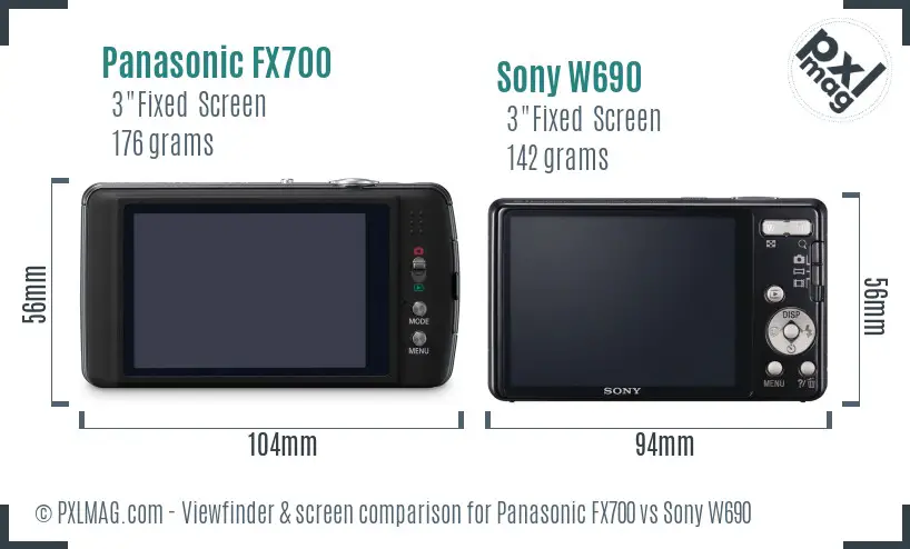 Panasonic FX700 vs Sony W690 Screen and Viewfinder comparison