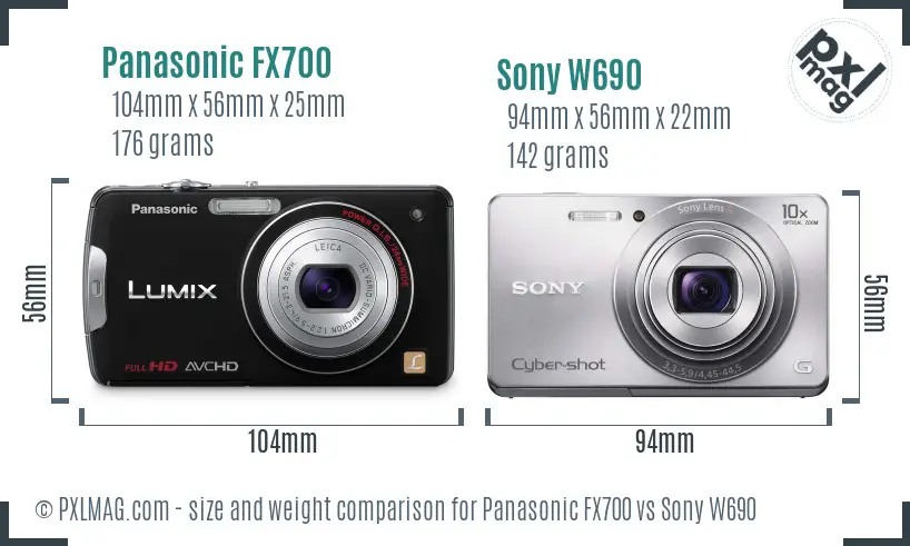 Panasonic FX700 vs Sony W690 size comparison