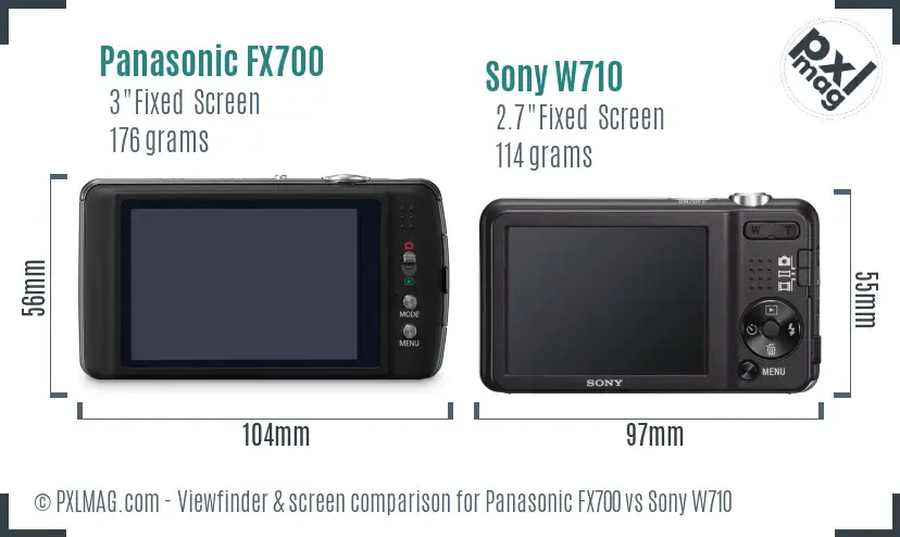 Panasonic FX700 vs Sony W710 Screen and Viewfinder comparison