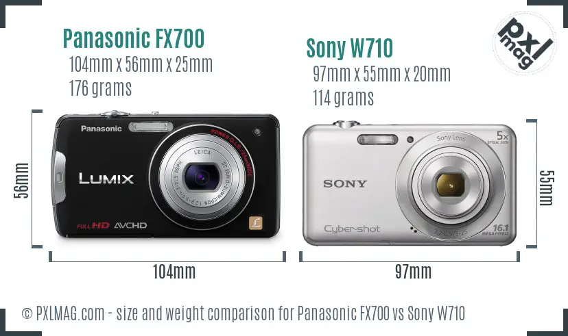 Panasonic FX700 vs Sony W710 size comparison