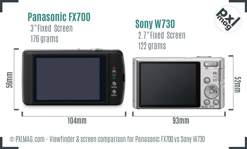 Panasonic FX700 vs Sony W730 Screen and Viewfinder comparison Panasonic FX700 vs Sony W730 Screen and Viewfinder comparison