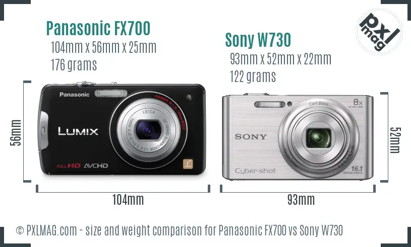 Panasonic FX700 vs Sony W730 size comparison Panasonic FX700 vs Sony W730 size comparison