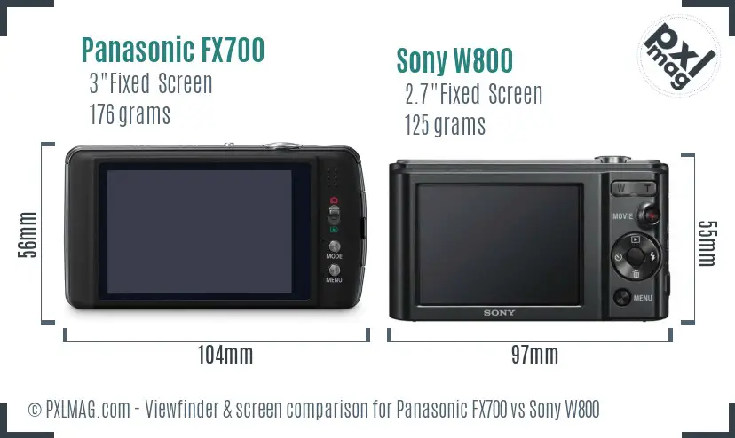 Panasonic FX700 vs Sony W800 Screen and Viewfinder comparison Panasonic FX700 vs Sony W800 Screen and Viewfinder comparison