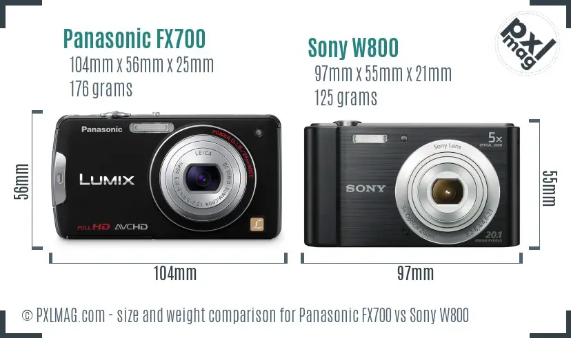 Panasonic FX700 vs Sony W800 size comparison Panasonic FX700 vs Sony W800 size comparison