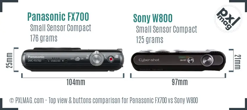 Panasonic FX700 vs Sony W800 top view buttons comparison Panasonic FX700 vs Sony W800 top view buttons comparison