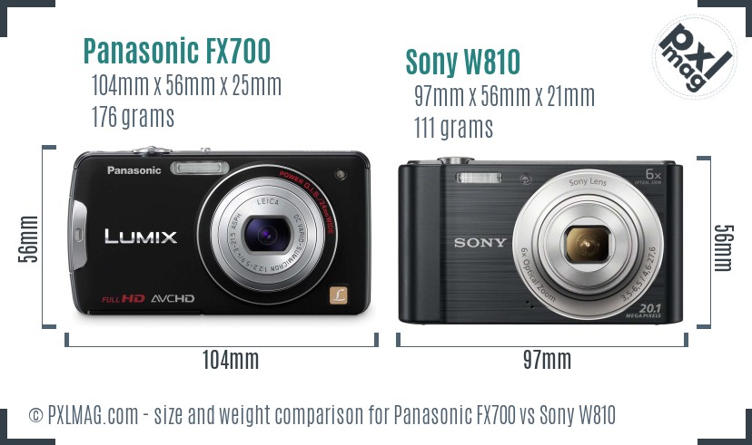 Panasonic FX700 vs Sony W810 size comparison Panasonic FX700 vs Sony W810 size comparison