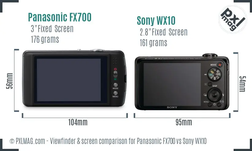 Panasonic FX700 vs Sony WX10 Screen and Viewfinder comparison
