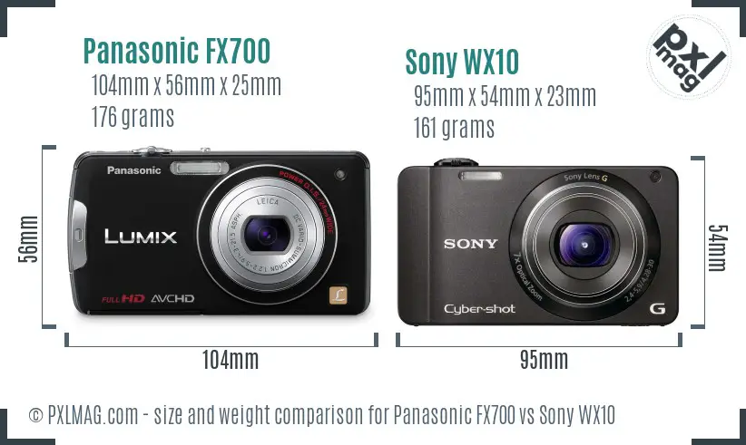 Panasonic FX700 vs Sony WX10 size comparison