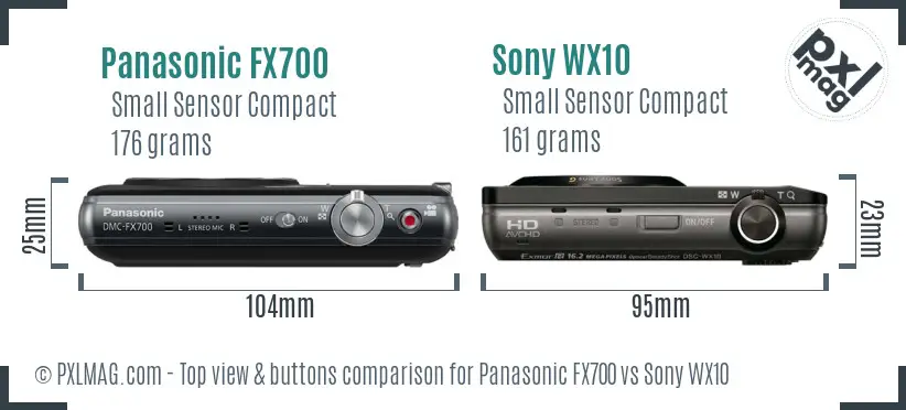 Panasonic FX700 vs Sony WX10 top view buttons comparison