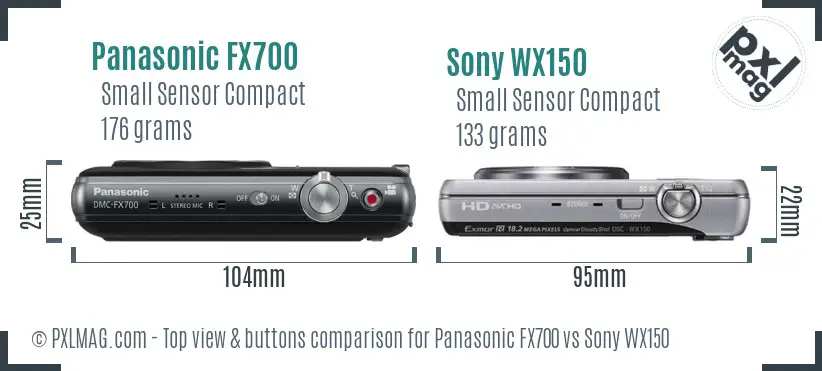 Panasonic FX700 vs Sony WX150 top view buttons comparison