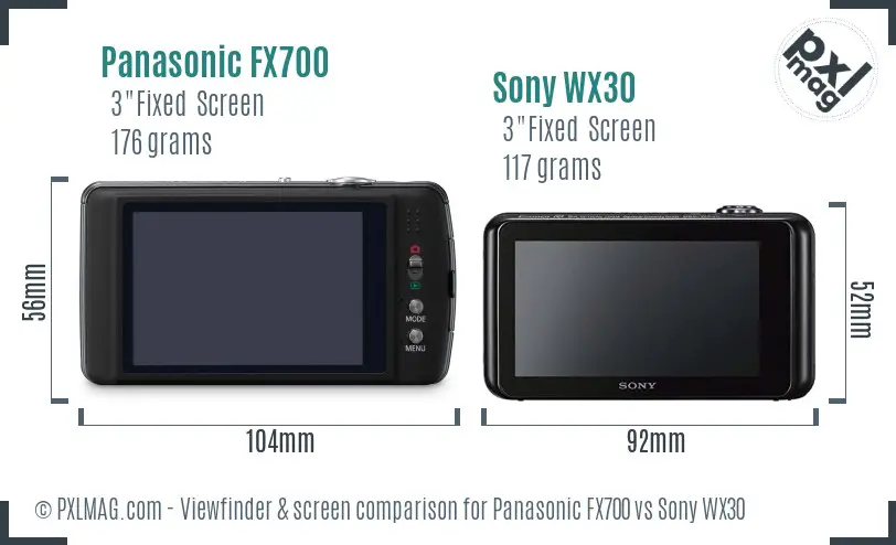Panasonic FX700 vs Sony WX30 Screen and Viewfinder comparison Panasonic FX700 vs Sony WX30 Screen and Viewfinder comparison