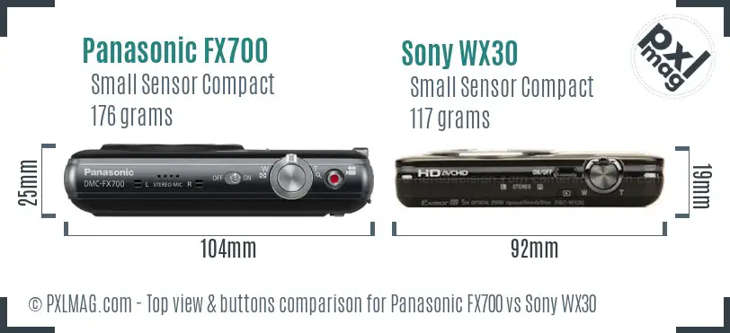 Panasonic FX700 vs Sony WX30 top view buttons comparison Panasonic FX700 vs Sony WX30 top view buttons comparison
