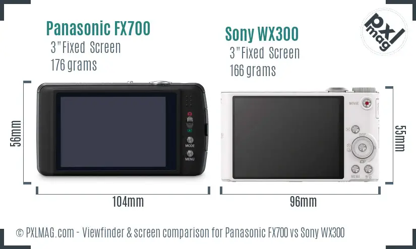 Panasonic FX700 vs Sony WX300 Screen and Viewfinder comparison
