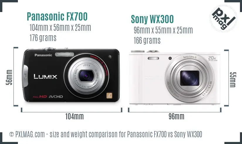 Panasonic FX700 vs Sony WX300 size comparison