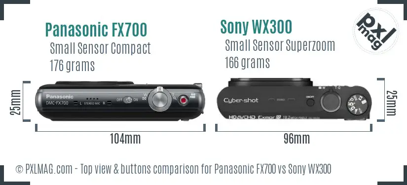 Panasonic FX700 vs Sony WX300 top view buttons comparison