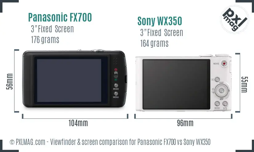 Panasonic FX700 vs Sony WX350 Screen and Viewfinder comparison