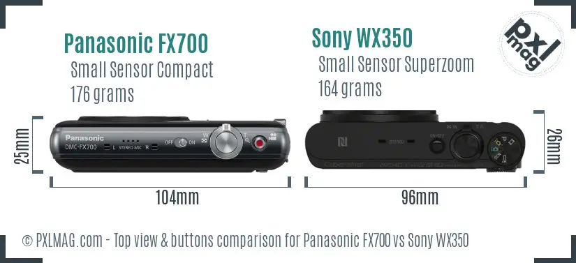 Panasonic FX700 vs Sony WX350 top view buttons comparison