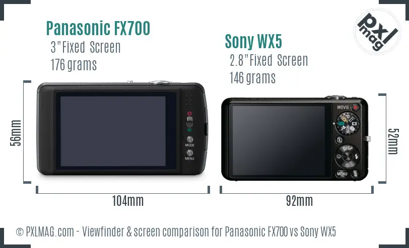 Panasonic FX700 vs Sony WX5 Screen and Viewfinder comparison