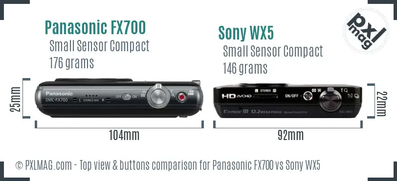 Panasonic FX700 vs Sony WX5 top view buttons comparison