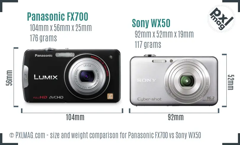 Panasonic FX700 vs Sony WX50 size comparison