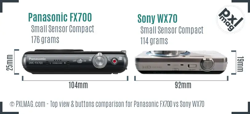 Panasonic FX700 vs Sony WX70 top view buttons comparison Panasonic FX700 vs Sony WX70 top view buttons comparison